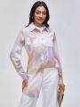 MCiro Tie Dye Button Front Shirt Dress