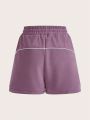 Color Block Drawstring Waist Athletic Shorts