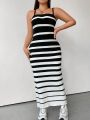 Plus Striped Pattern Cami Sweater Dress