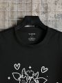 Men'S Cartoon Heart Printed T-Shirt