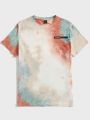 SHEIN Teenage Boys' Casual Streetwear Tie-Dye Text & Slogan Print T-Shirt