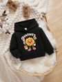 Baby Girls Floral & Letter Graphic Hoodie
