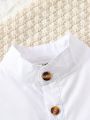 SHEIN Baby Boy Mock Neck Button Placket Shirt