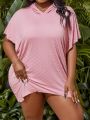 SHEIN Swim Vcay Plus Size Batwing Sleeve Hooded Cover Up