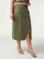 FORREST Plus Flap Pocket Wrap Knot Front Pocket Side Skirt