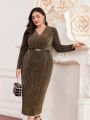 SHEIN Modely Plus Size Leopard Print Wrap Dress