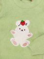 Infant Girls' Cartoon Rabbit Embroidered Long Sleeve Sweater