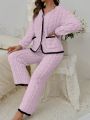 Women's Solid Color Plush Homewear Set