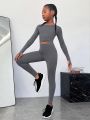 SHEIN Tween Girls' Casual Slim-Fit Solid Color Sportswear