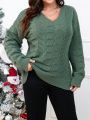 SHEIN LUNE Plus Pointelle Knit Drop Shoulder Sweater