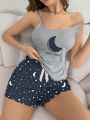 Women's Moon Print Pajama Set