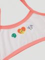 Young Girl 7pcs Cartoon Print Color Block Trim Cami Set