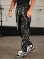 SHEIN Men Chain Detail PU Leather Pants