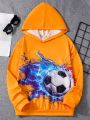 Boys' Football Patterned Sporty Long Sleeve Hooded Sweatshirt