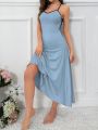 Women'S Lace Splice Backless Sleepwear Dress