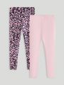 Young Girl Cartoon Leopard Print Leggings