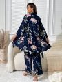 Floral Print Robe & Cami Top & Pants PJ Set