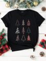 SHEIN Essnce Plus Christmas Tree Print Tee