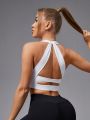 Women'S High Stretch Sports Bra With Neck Strap