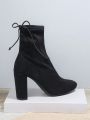 Minimalist Knot Side Chunky Heeled Boots