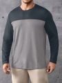 Manfinity Homme Men's Plus Size Contrast Color Round Neck T-Shirt