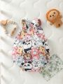 Infant Cartoon Animal Print Suspender Romper