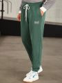 SHEIN Men Letter Embroidery Drawstring Waist Sweatpants