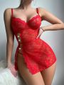 Women'S Sexy Lingerie Set (Underwire Slip Dress, Thong) Valentine'S Day Edition