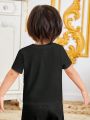 SHEIN Baby Boys' Casual Comfortable Color Block Round Neck Short Sleeve Top