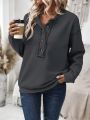 Women's Button Front Half Placket Long Sleeve Sweatshirt