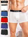 Men's Alphabet Letter Elastic Waistband Boxer Briefs