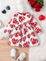 Infant Baby Girls' Cute Rugby Red Everyday Casual & Festival Dress For Spring And Summer