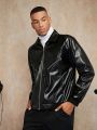 SHEIN Men Zip Up PU Leather Jacket