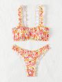 SHEIN Swim Mod Women's Floral Printed Two-piece Swimming Suit