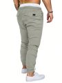 Men Patched Detail Drawstring Waist Pants