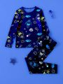 Boys' Night Glow Cosmic Element Printed Tight Home Wear Set