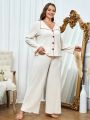 Plus Contrast Binding Button Front PJ Set