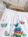 SHEIN Kids HYPEME Young Girl Letter & Butterfly Print Pants