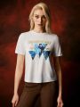 Game of Thrones X SHEIN Crew Neck Short Sleeve Print T-Shirt