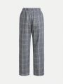 SHEIN Kids FANZEY Tween Boys' Slim Fit Elegant Plaid Notched Lapel Suit Jacket & Pants Two Piece Set