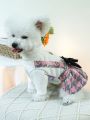 1pc Pet Clothes Cute Classic Houndstooth Dress For Dogs And Cats