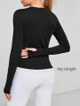 Yoga Basic Solid Color Long Sleeve Sports T-shirt With Thumb Hole