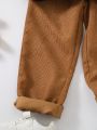 SHEIN Young Boy Bear Print Contrast Collar 2 In 1 Sweatshirt & Pants