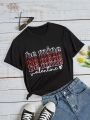 1pc Women Valentine's Day Letter Printed T-Shirt