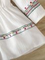 Baby Girl New Embroidery Detail Hollowed-Out Shoulder Dress