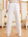 SHEIN Teen Boy's Casual White Pants For Daily Wear