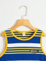 SHEIN Kids EVRYDAY Boys' Striped Knit Vest Slim Fit Casual Tank Top