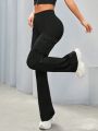 SHEIN Daily&Casual Women's Flap Pocket Yoga Flare Pants