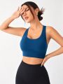 SHEIN Yoga Basic Women'S Solid Color Strappy Back Sports Bra