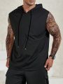 Men's Plus Size Hooded Drawstring Sleeveless Vest